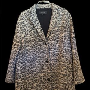 Ann Taylor Black and White Animal Print Coat